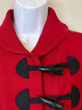 Chaps Denim Red Toggle Sweatshirt Jacket Shawl Collar Small
